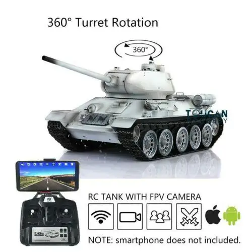 

Henglong RC Tank 1/16 FPV Plastic TK7.0 T34-85 3909 360 Turret Steel Gearbox TH17774-SMT2