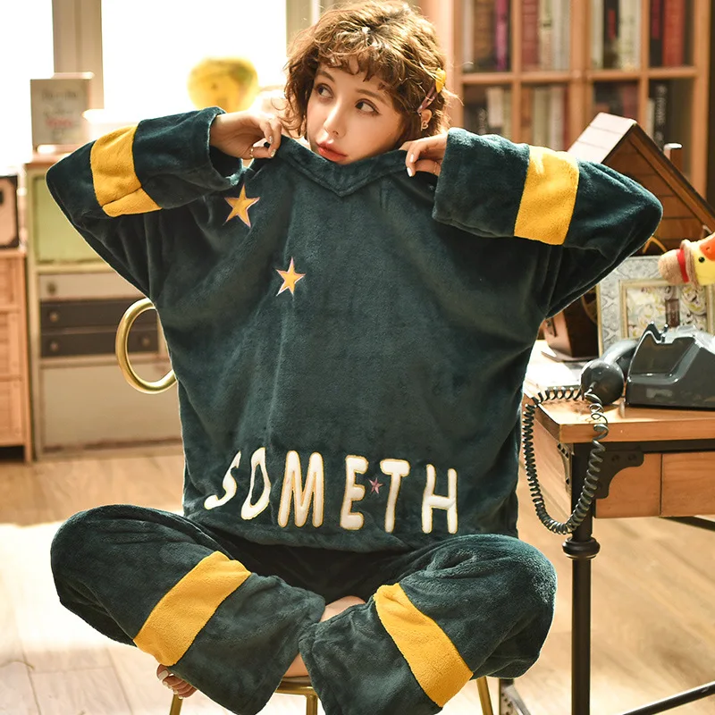 Пижама с героями мультфильмов женская зимняя теплая пижама из кораллового флиса