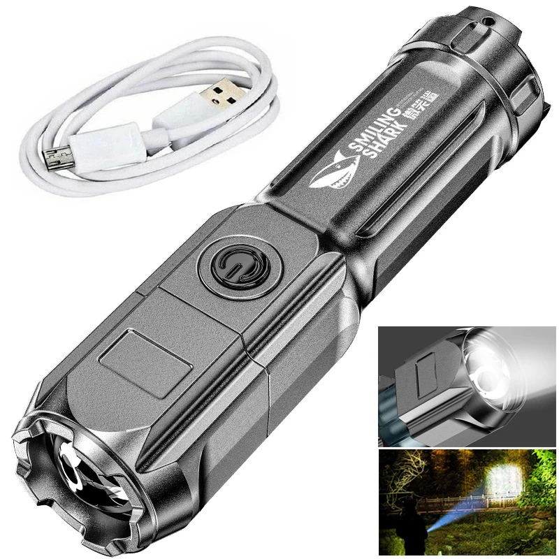 USB Rechargeable Flashlight Strong Light Zoom Highlight Tactical Torches Outdoor Portable Lighting LED Night Lights | Освещение
