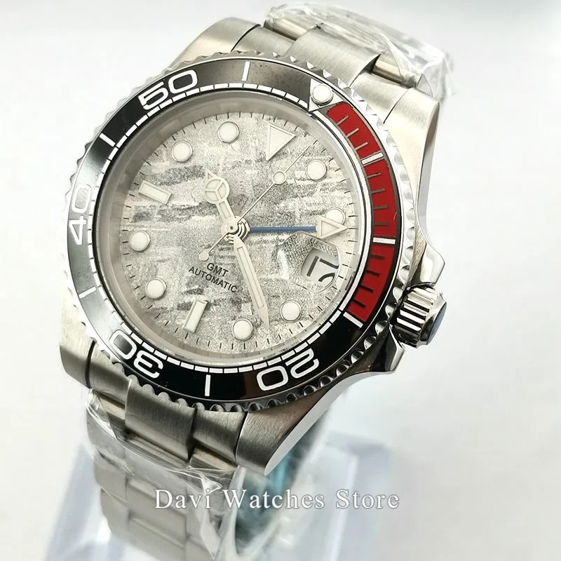 40 мм Bliger/стерильные Роскошные мужские часы синий GMT автоматические черные из