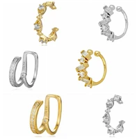 24k gold plated silver irregular geometry ear clip earrings for women simple crystal ear cuff without piercing earrings jewelry