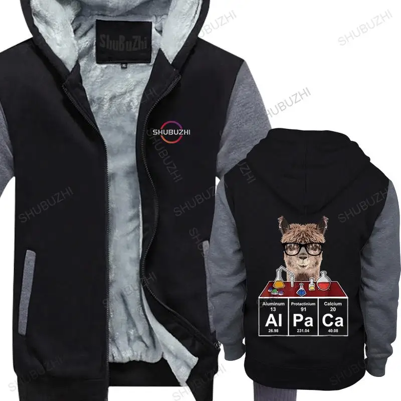 

Men Cotton hoody autumn winter Brand hooded Love Alpaca Gift Awesome Alpaca Periodic man fashion thick hoodies zipper black