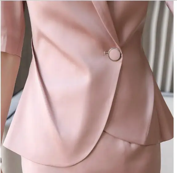 

New Summer prfessional skirt suits women fashion temperament irregular hem half sleeve blazer and skirt office ladies work wear