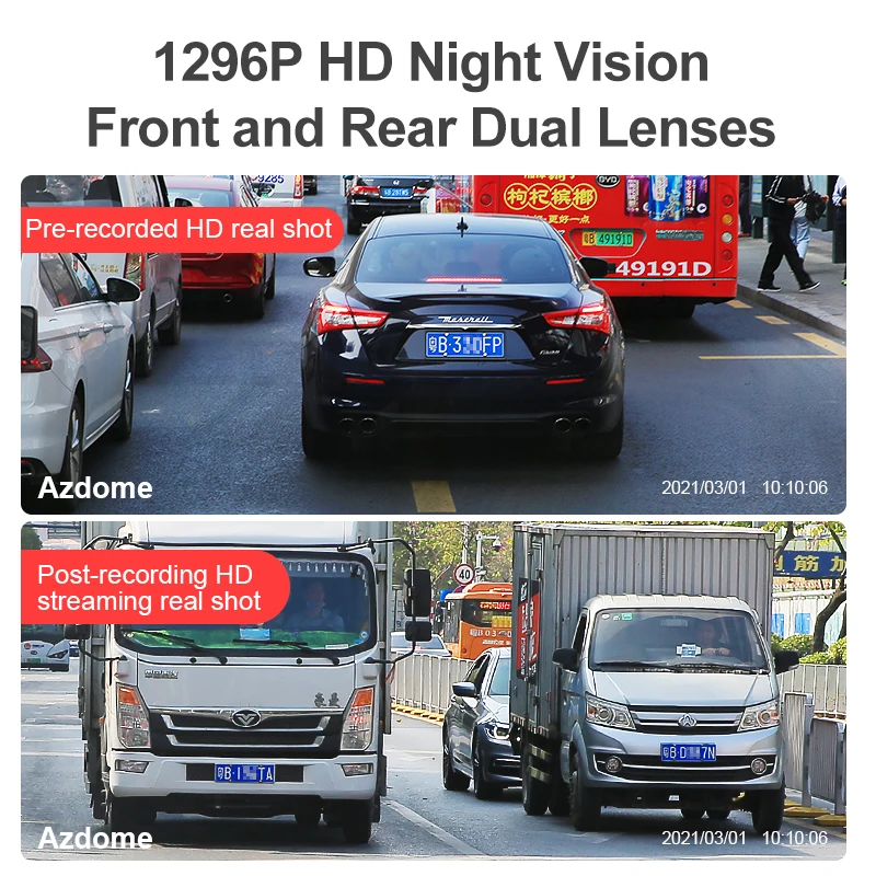 AZDOME M17 видеорегистратор 1080P с двумя объективами Автомобильная камера ночного