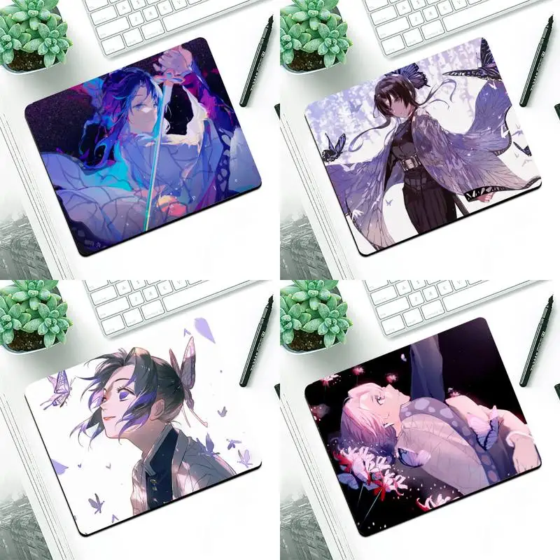 

Demon Slayer Kochou Shinobu DIY Design Pattern Game mousepad Small Pads Rubber Mouse Mat MousePad Desk Gaming Mousepad Cup Mat