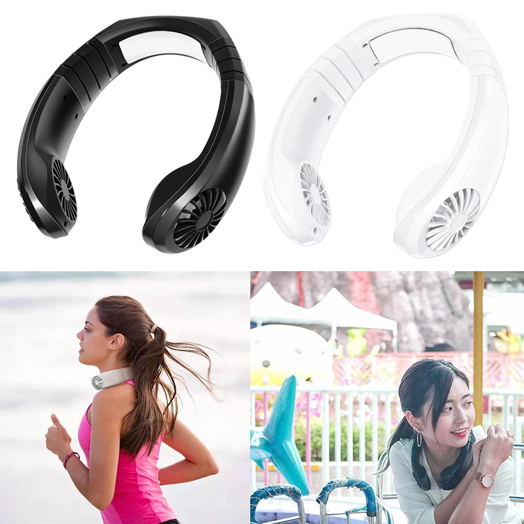 

Hands-Free Neck Hanging USB Rechargeable Dual Fan Mini Air Cooler Neckband