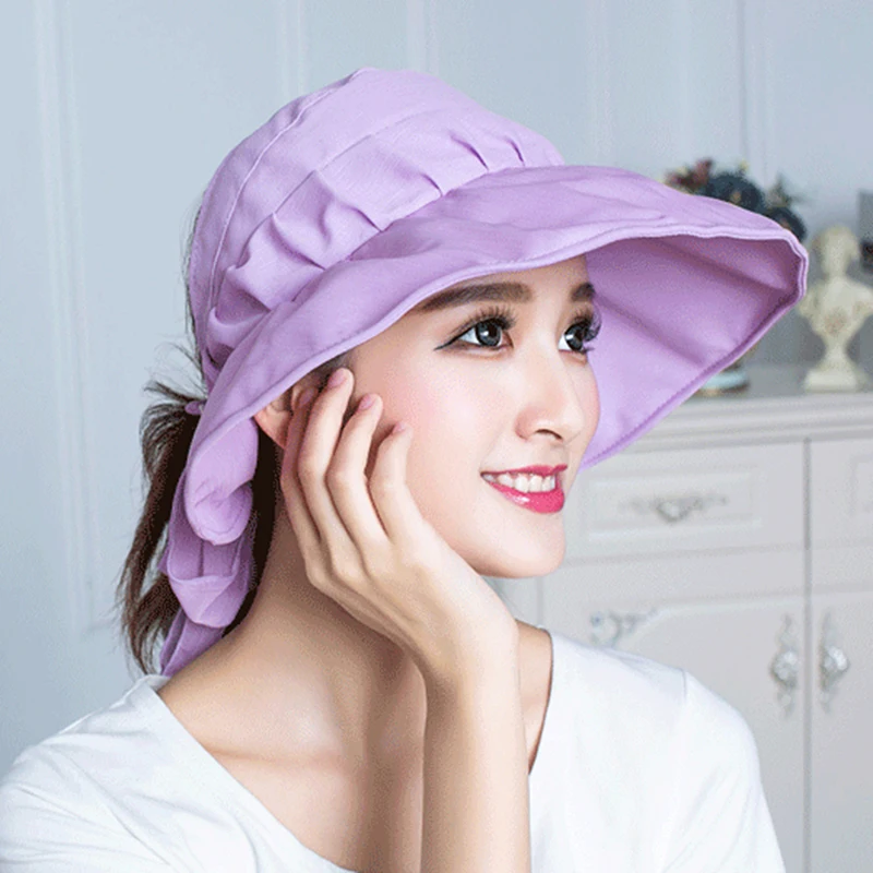Милый Бант солнцезащитный Козырьки Шляпы съемный головной убор женские летние