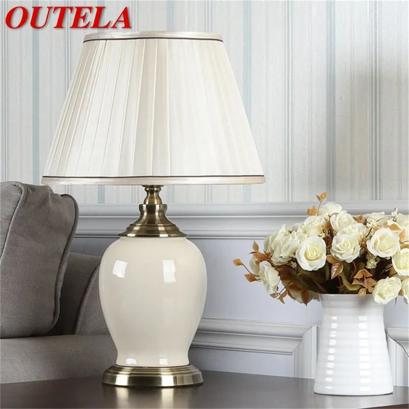 

OUTELA Ceramic Table Light Modern Luxury Desk Lamp LED For Home Bedside Bedroom