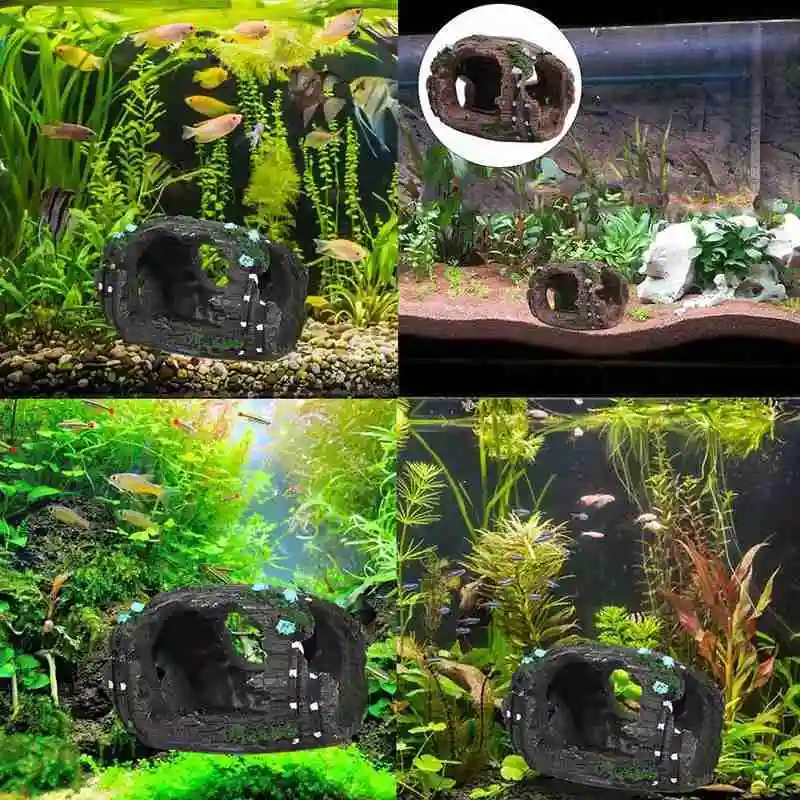 

Aquarium Barrel Resin Hide Cave Reptile Box Landscape House Fish Shrimp Shuttle Decoration Ornament Crystal Breeding S7X0