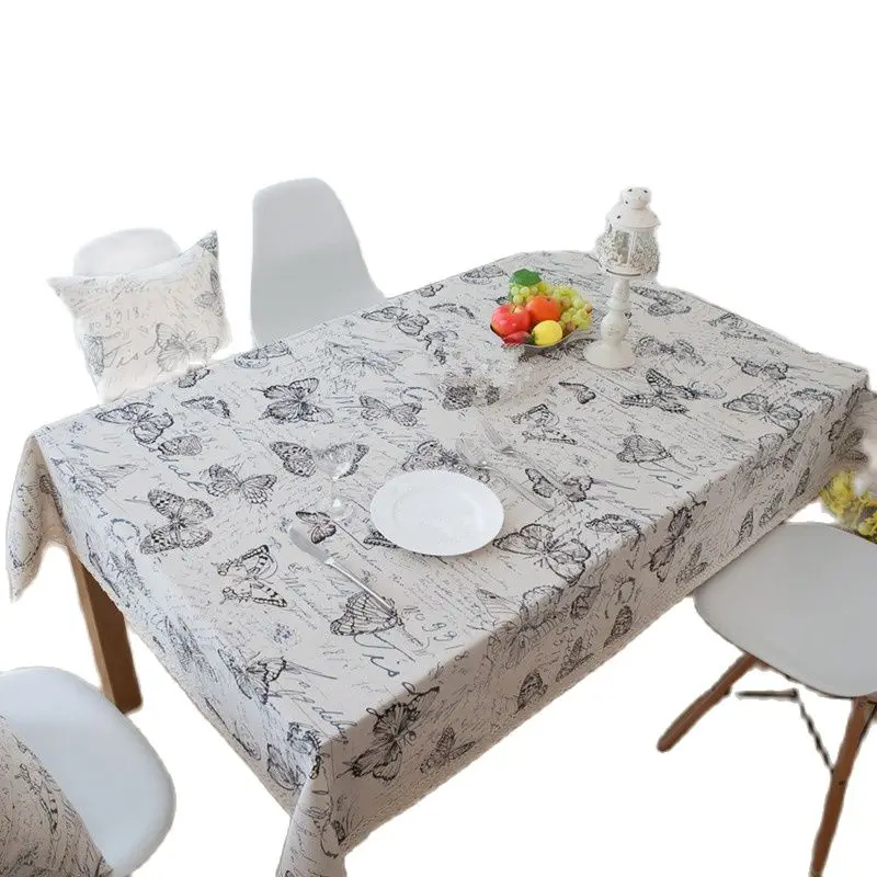 

Butterfly Printing Decorative Table Cloth Cotton Linen Lace Tablecloth Dining Table Cover For Kitchen Home Coffee Bar Decoration