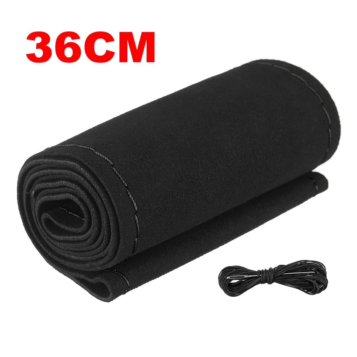 Black 36cm Универсальный 36/38 см DIY авто крышка рулевого колеса замши из первосортных волокон обувь без каблука; кожаная обувь для вождения для стильного интерьера аксессуар - Название цвета: Black 36cm