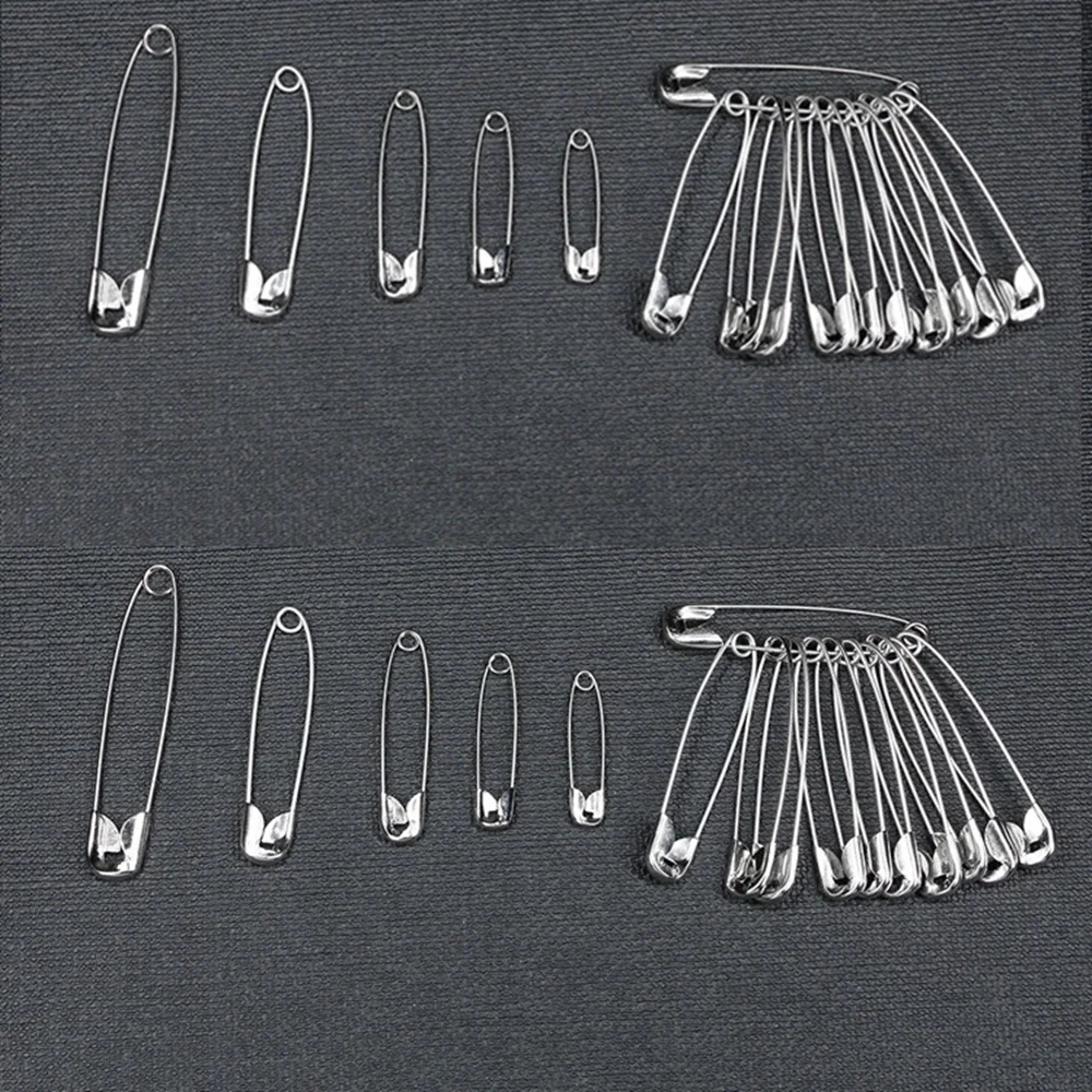 Description Picture 2 of itemHigh Quality 50pcs Safety Pins DIY Sewing Tools Accessory 5 Kinds Size Silver Metal Needles Large Safety Pin Small Brooch YJ379