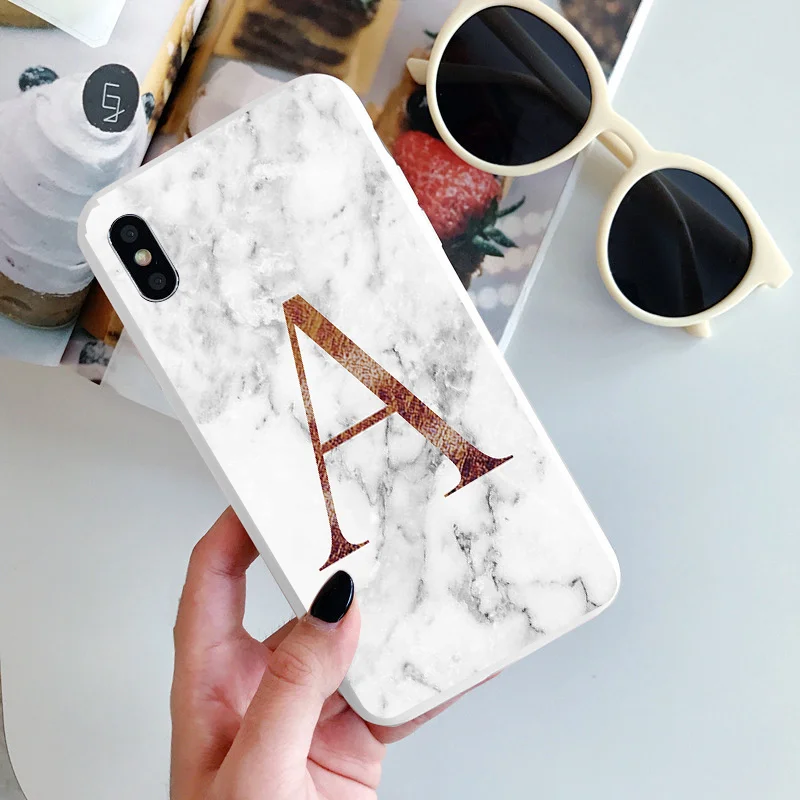 

Alphabet Phone Case For Huawei P40 P30 P20 Pro Lite P Smart 2019 Z Y9 Prime Y6 2019 Letter Marble Silicone Shell Phone Capa