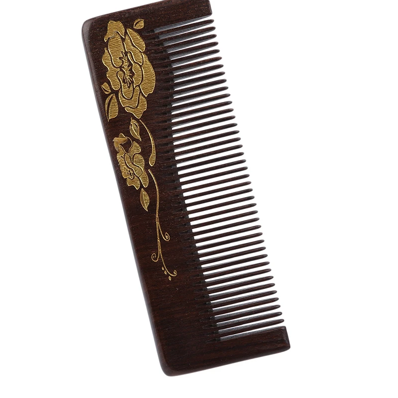 Двухсторонняя деревянная расческа в винтажном стиле из черного дерева ручная