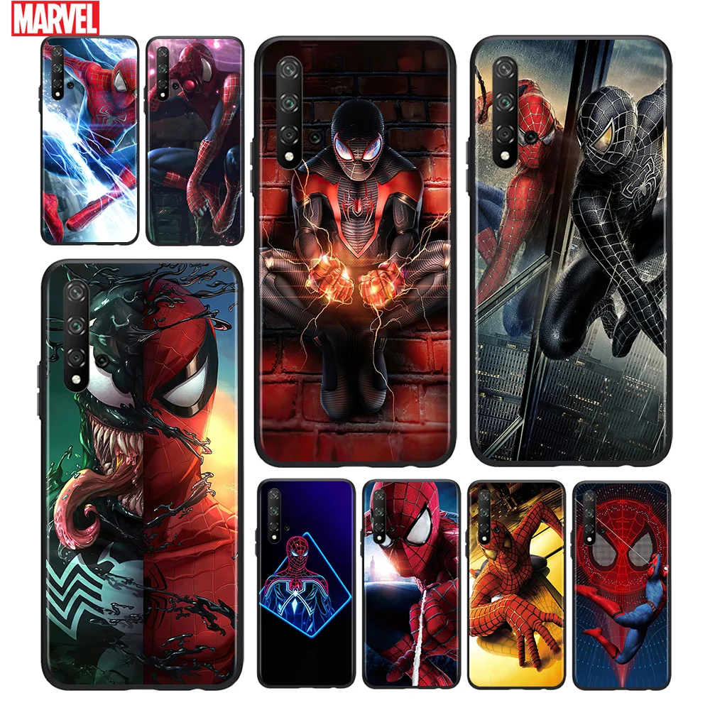 

Cool Marvel Spider Man For Huawei Honor 10 20 30 10i 20i 30i 10X V20 V30 20S 30S 30i X10 Pro Lite Black Silicone Soft Phone Case