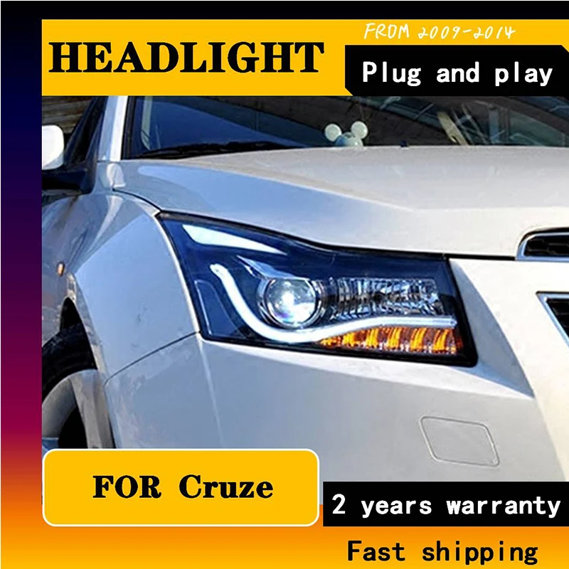 Стайлинг автомобиля для фар Chevrolet Cruze 2009-2014 Head Light Angel Eye DRL Q5 Bi Xenon H7 hid Bi-Xenon Lens Low Beam