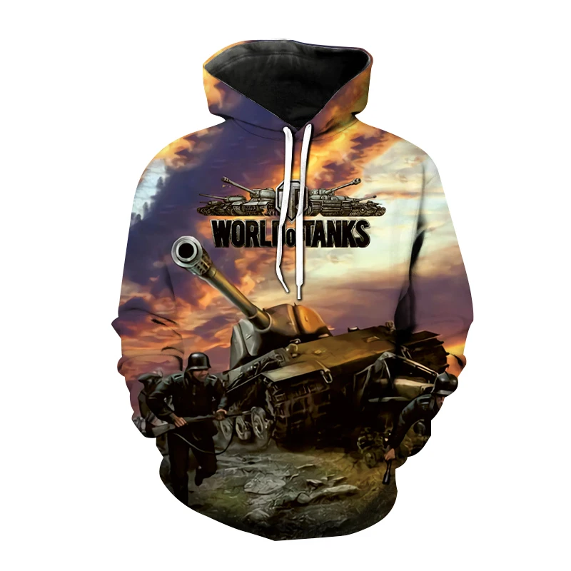 

2021 autumn and winter game style hoodie world tank 3d printing hooded pullover men's and women's fashion