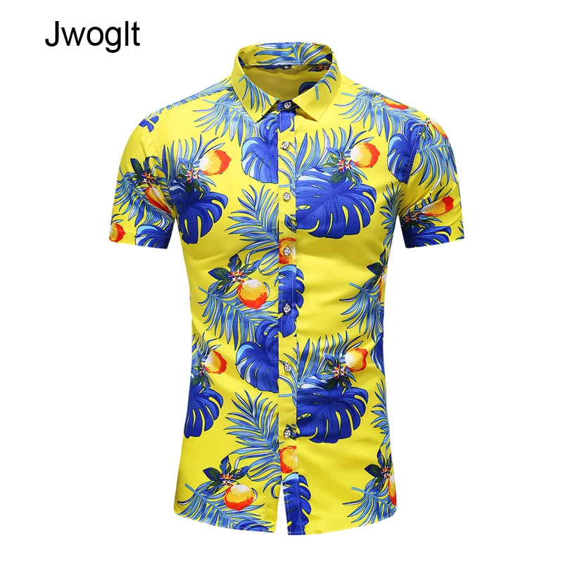 Гавайская рубашка мужская с пуговицами на пуговицах и коротким рукавом