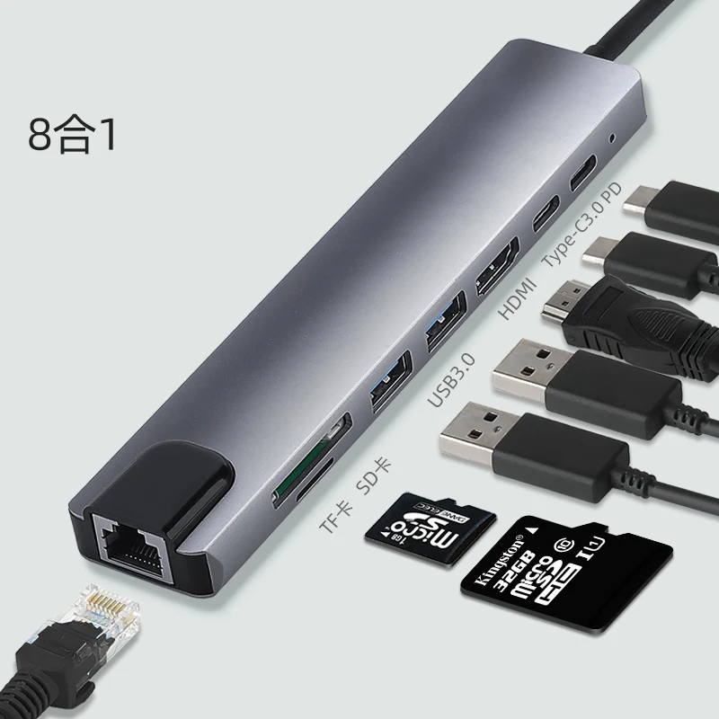 док станция 8 в 1 usb type c на multi usb 30 hub hdmi адап