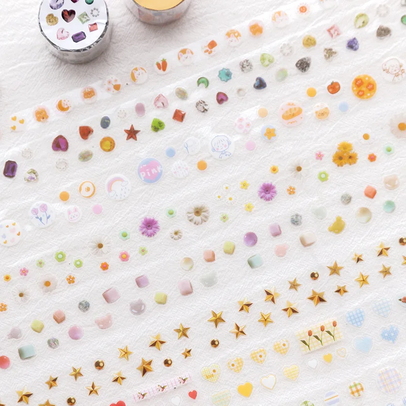 

Kawaii Daisy Journal Washi Tape Cute Grid Flower PET Adhesive Tape DIY Scrapbooking Sticker Label Japanese Masking Tape