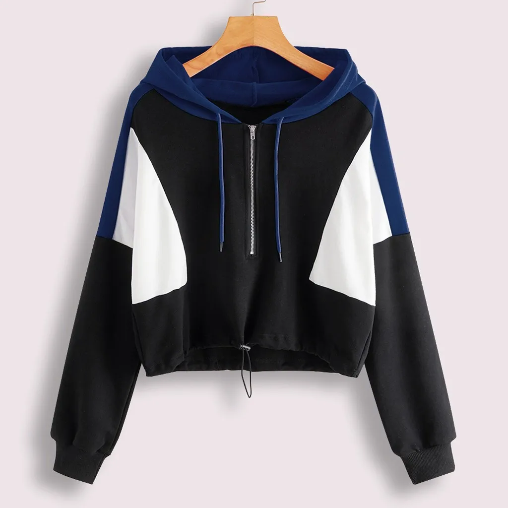 Куртки женские с длинным рукавом лоскутные тонкие облегающие костюмы капюшоном