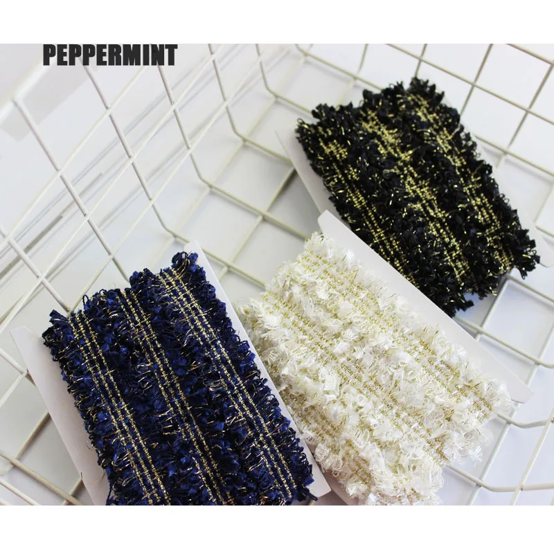 Твидовая ткань 2 ярда лента см золотая жаккардовая кружевная отделка для