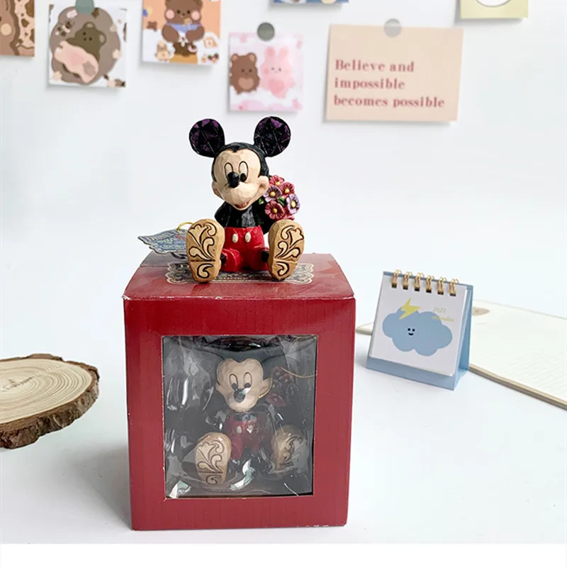 

1PCS 6.5cm New original box packaging genuine resin wood imitation Mickey Mouse and Mickey's Handmade decoration birthday gift