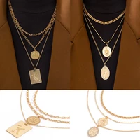 female portrait necklaces thick gold or silver necklaces vintage style necklaces with coins multi layered jewelry