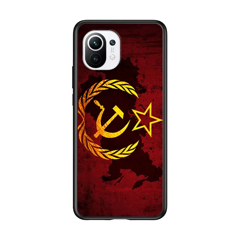 

Red Soviet Union USSR Flag for Xiaomi Mi 11 10T Note 10 Ultra 5G 9 9T SE 8 A3 A2 A1 6X Pro Play F1 Lite 5G Black Phone Case