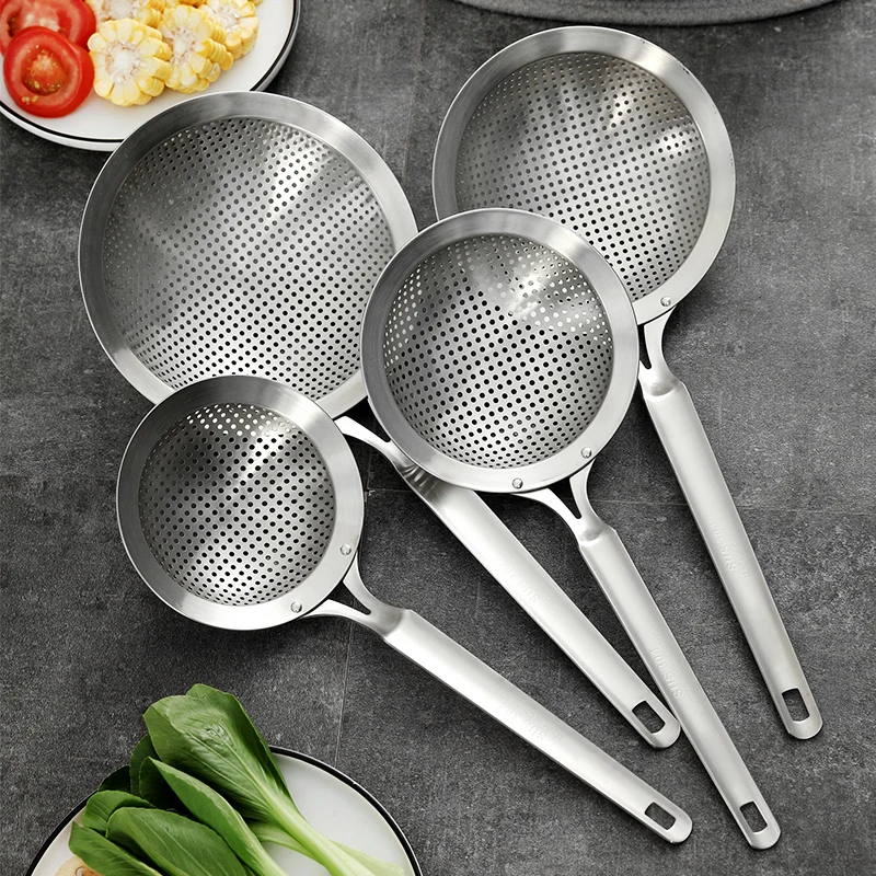 

304 Stainless Steel Skimmer Strainer Colander Mesh Deep Fryer Oil Frying Scoop Noodles Dumpling Sieve Kitchen Tools Kitchenware
