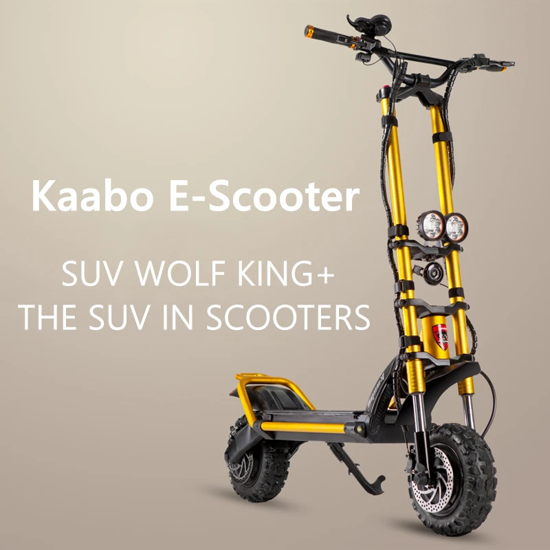 Оригинальный электроскутер Kaabo Wolf King + SUV золотой и черный цвет 72 в 28 а/ч 3000 Вт