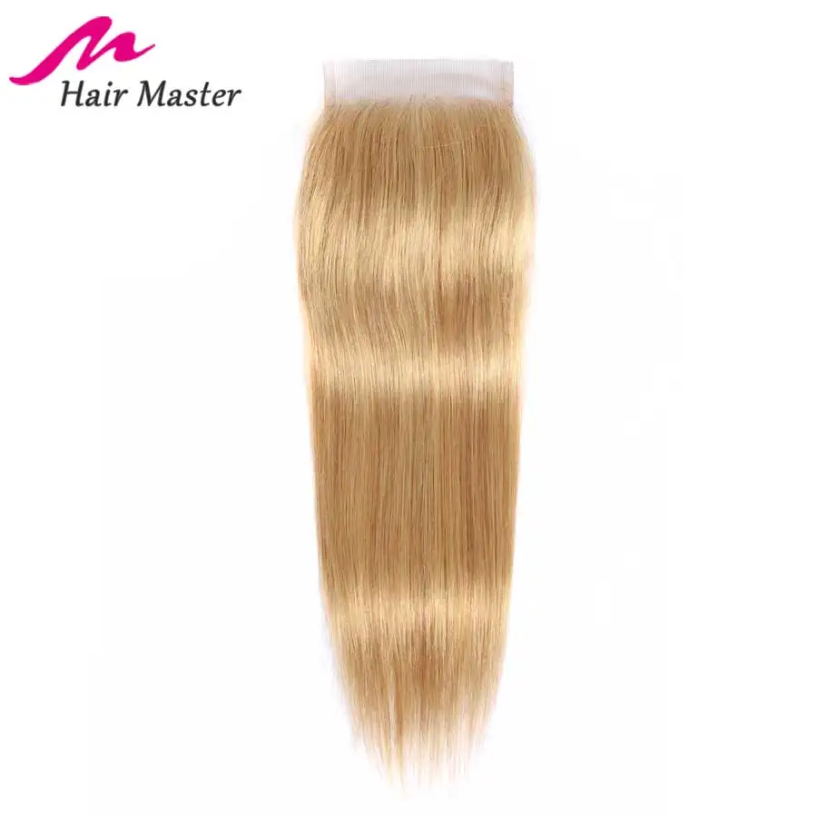 Бразильские прямые светлые волосы закрытие Remy 8 22 дюйма свободная средняя часть