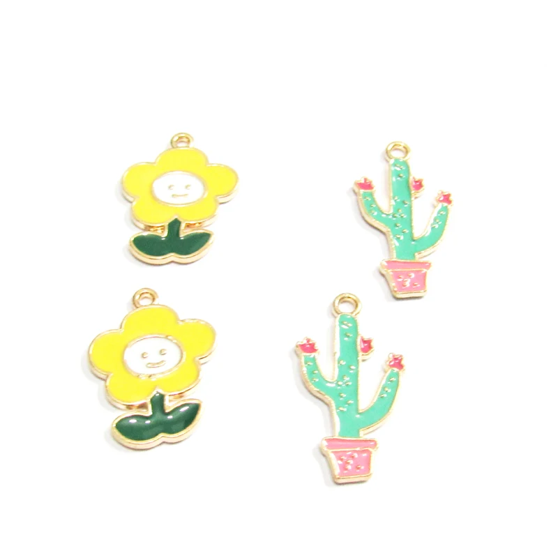 Новейшие 30 шт./лот полностью эмалированные Подвески в виде подсолнуха/кактуса