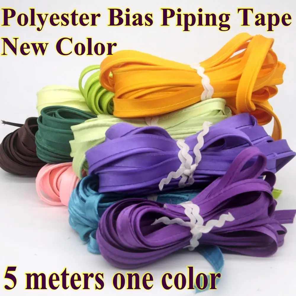 Новый Цвет Полиэстер Сатин уклон трубопроводов ленты с хлопковым шнуром размер 12