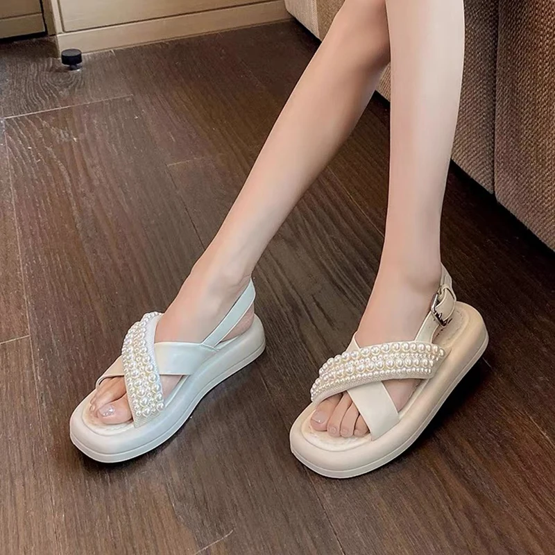 

XZ0057 Women Sandals Summer Embroidery Leisure Shoes Women Platform Wedges Fish Mouth Gladiator Sandals Thick Bottom Slippers