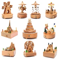 carousel musical boxes wooden music box wood crafts retro birthday gift vintage home decoration accessories valentines day gift