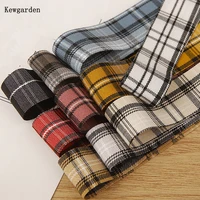 kewgarden 38mm 25mm 16mm 1 12 1 58 multicolor plaid ribbon handmade tape diy hairbow corsage accessories webbing 10 yards