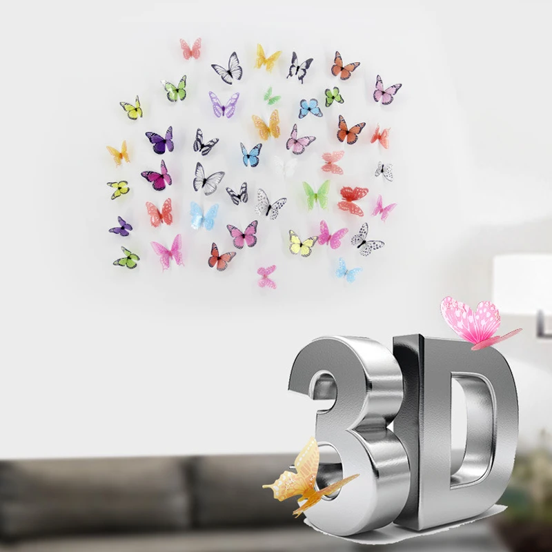 

3D настенная наклейка в форме бабочки 18 шт./лот