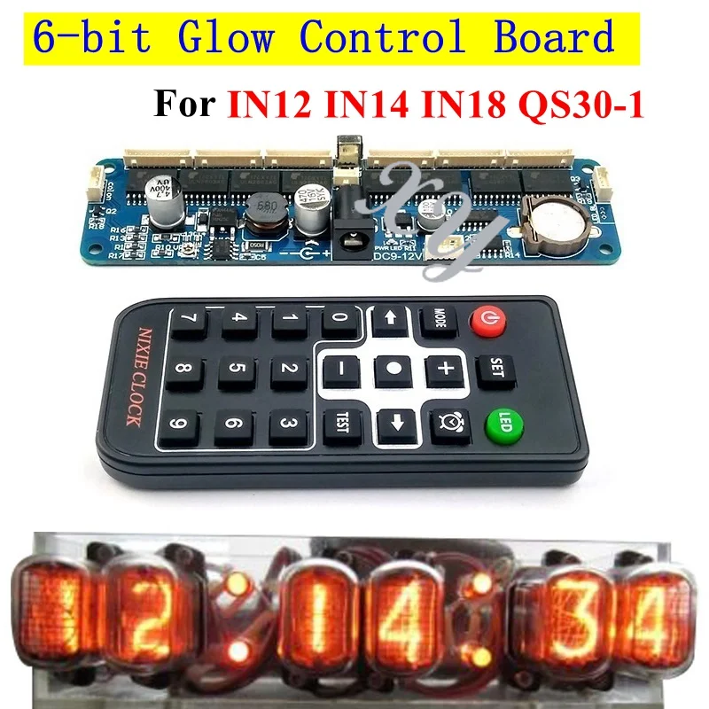 

6-Bit Glow Clock Motherboard Core Board Control Panel Remote Control Universal in12 in14 in18 qs30-1 Nixie Digital LED Clock