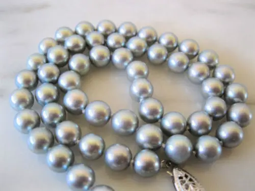 

Популярное ожерелье с серым жемчугом окружающего моря 9-10 мм, 18 дюймов, Застежка 14k, ювелирные цепи, ожерелье для женщин, жемчужное ожерелье