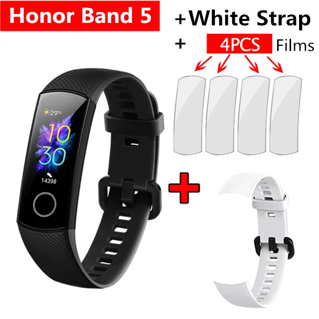 black add white Смарт-браслет huawei Honor band 5 AMOLED huawei smartwatch с кислородом крови пульсометр ftness трекер сна спортивные часы - Цвет: black add white