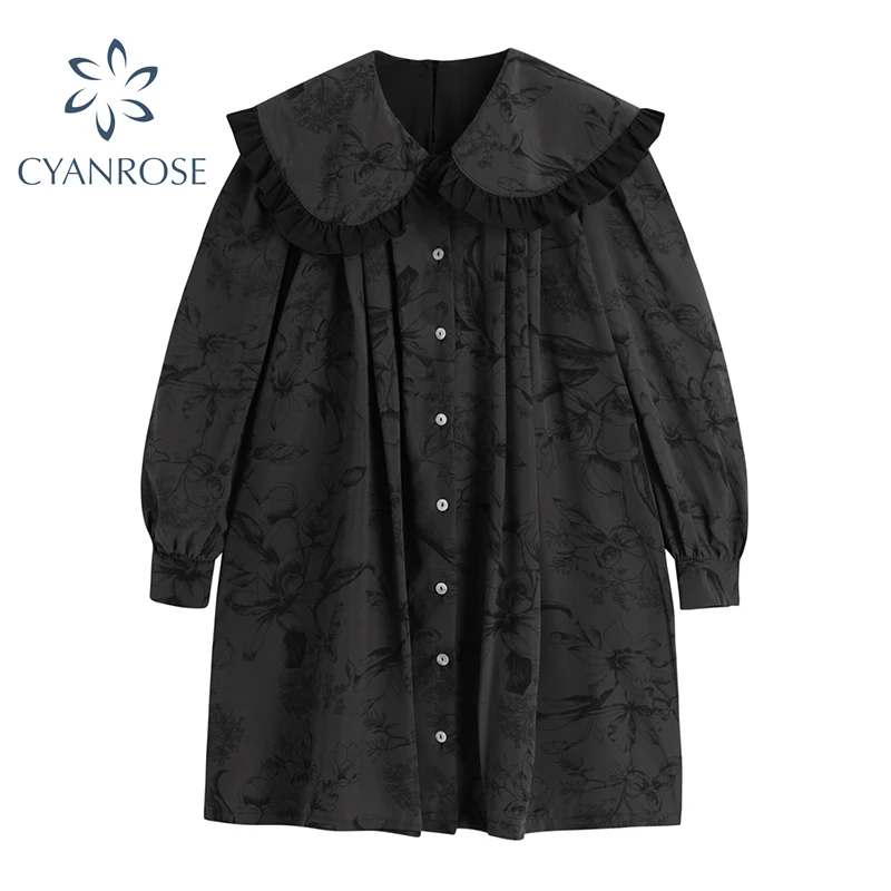 Короткое платье с воротником Питер Пэн для девочек кардиган в стиле ретро готика