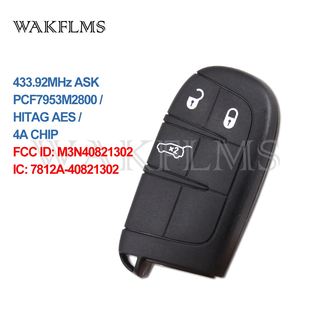 Новейший OEM 3 кнопки автомобильный смарт ключ брелок для Фиат 500X 4A чип 433 МГц M3N40821302