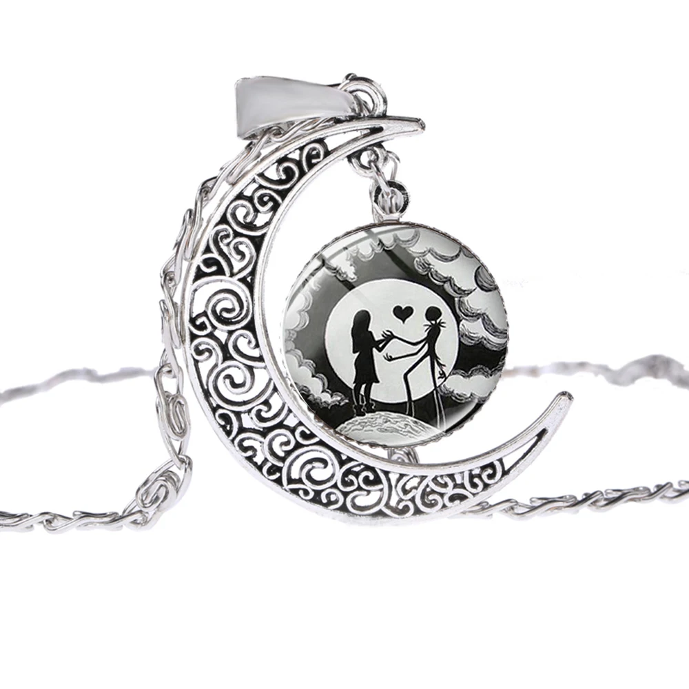 Newest The Nightmare Before Christmas Necklace Jack Skellington Sally Gothic Romantic Hollow Moon Pendant Womens Jewelry | Украшения и