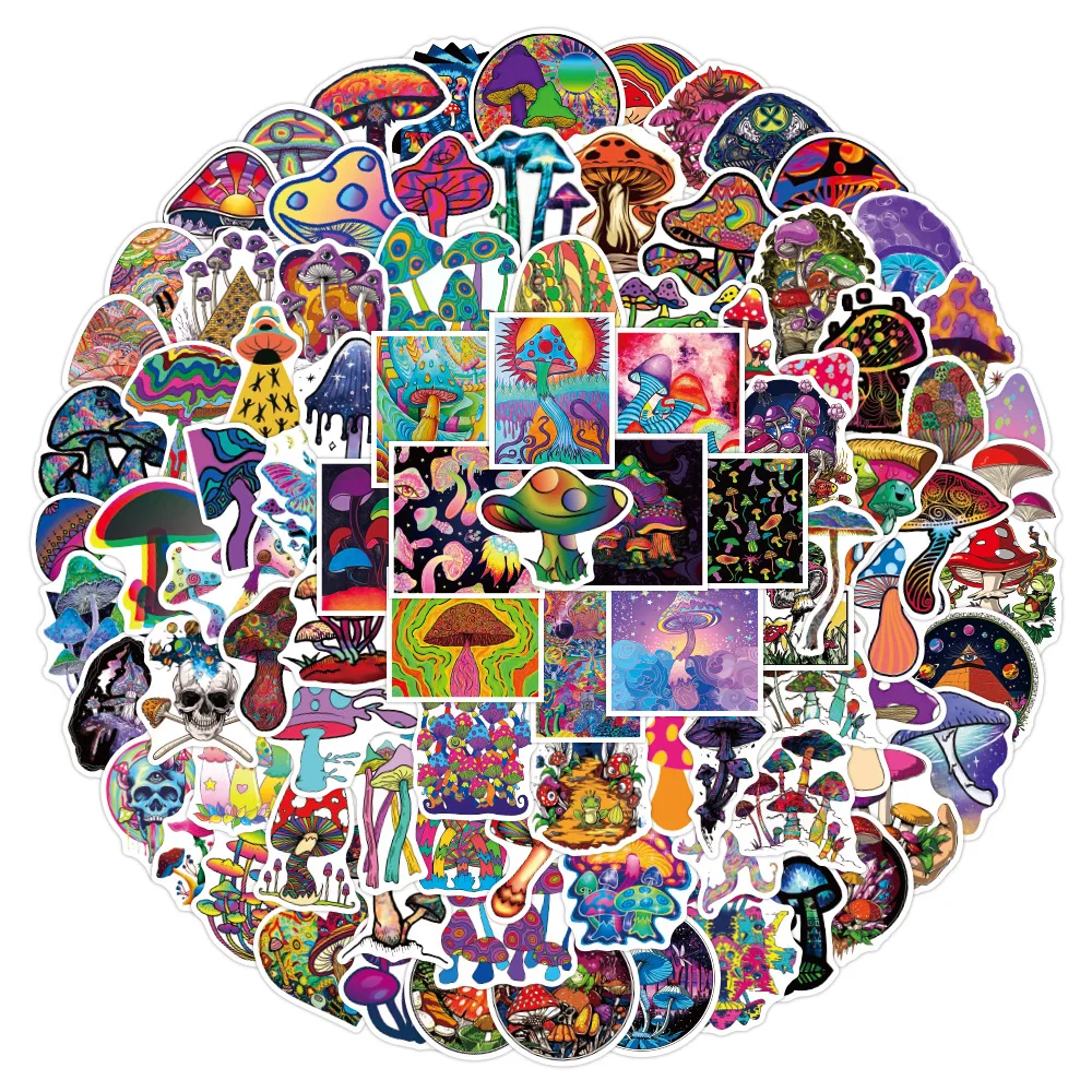 

10/30/50/100PCS Psychedelic Mushroom Stickers Cute Decal for Luggage Laptop Phone Cartoon Graffiti Sticker Aesthetics Waterproof