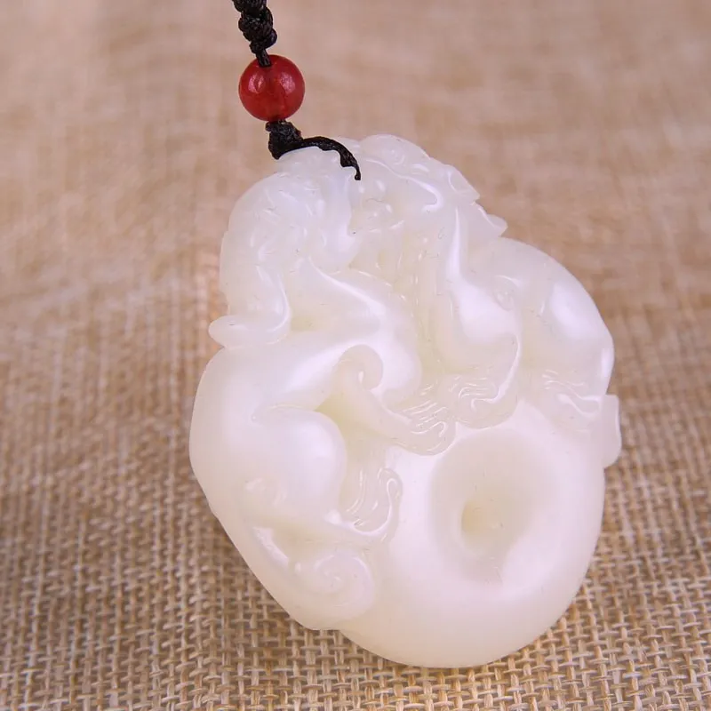 Двойная подвеска в виде стрекозы подвесная вешалка белый нефрит Kirin cai переводная