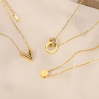 simple tiny chain necklace fashion arrow round cake love gold silver color roman numeral chokers pendant necklace women jewelry