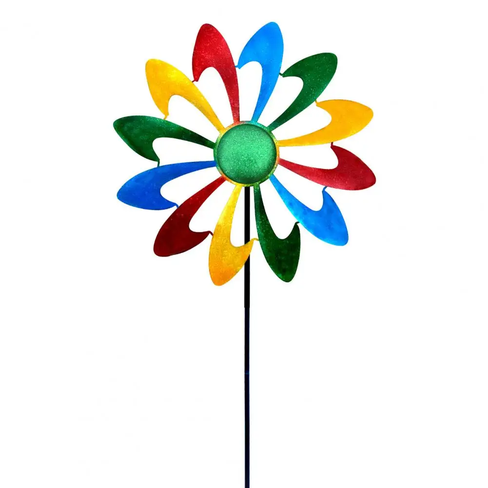 

Wind Spinner Sturdy Exquisite Iron Colorful Design Windmill Stake for Garden