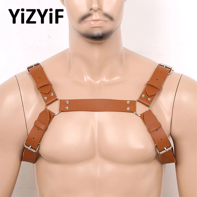 

Men Body Chest Harness Belt Fashion Punk Gothic PU Leather Adjustable Shoulder Chest Harness Straps Club Costume Strap Accessory
