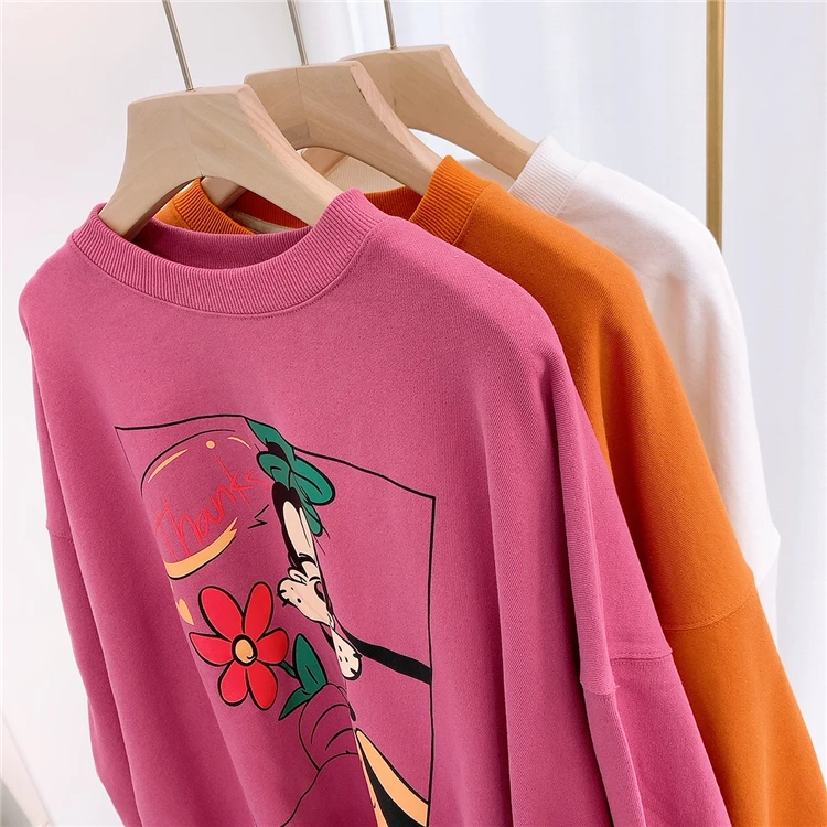 

High Street Sweatshirt Women 2020 Spring New cartoon Printed Plus Size Lazy Wind Pullover Hoodie Students Loose Cotton Shirt Top